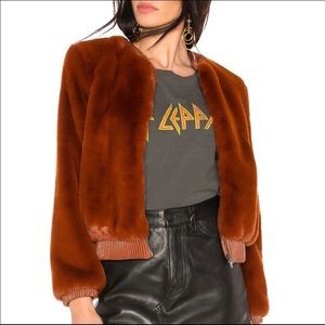 Astr red/burnt orange faux fur jacket